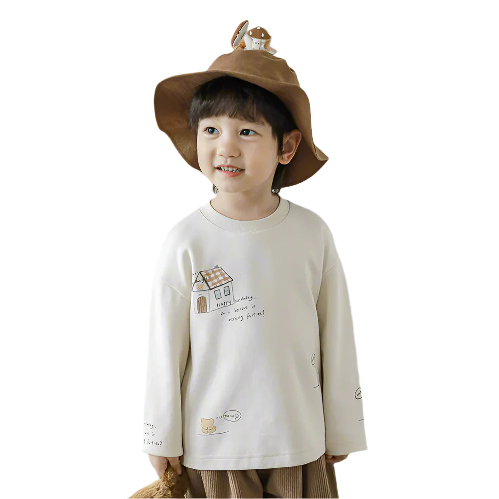 Long-sleeve Beige Graphic Sweatshirt for boys