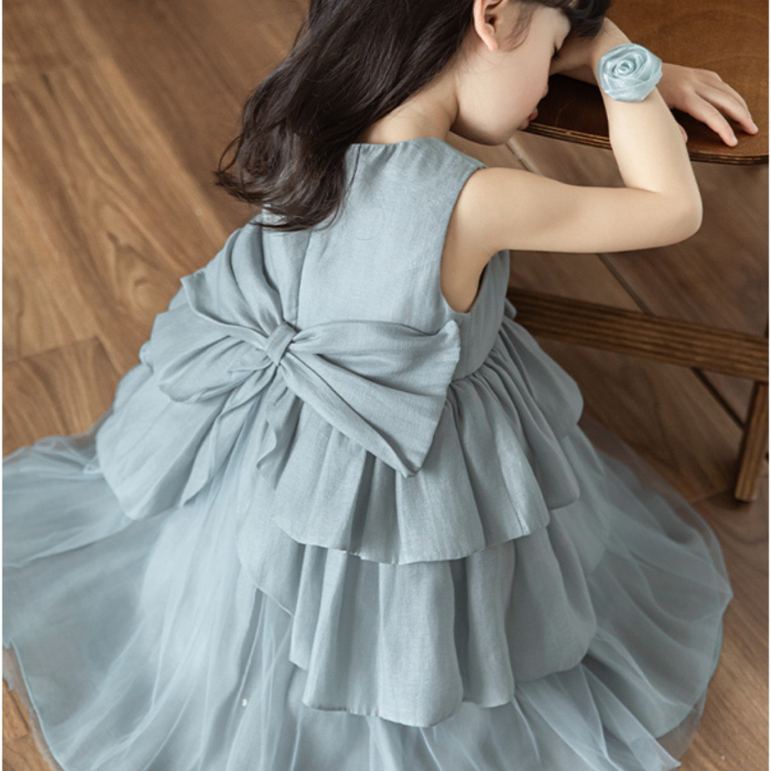 Blue Tiered Ruffle Party Dress