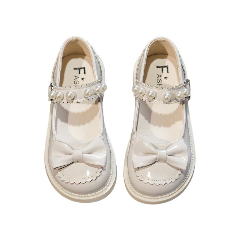 Girls' Elegant Pearl-strap dress shoes (White)