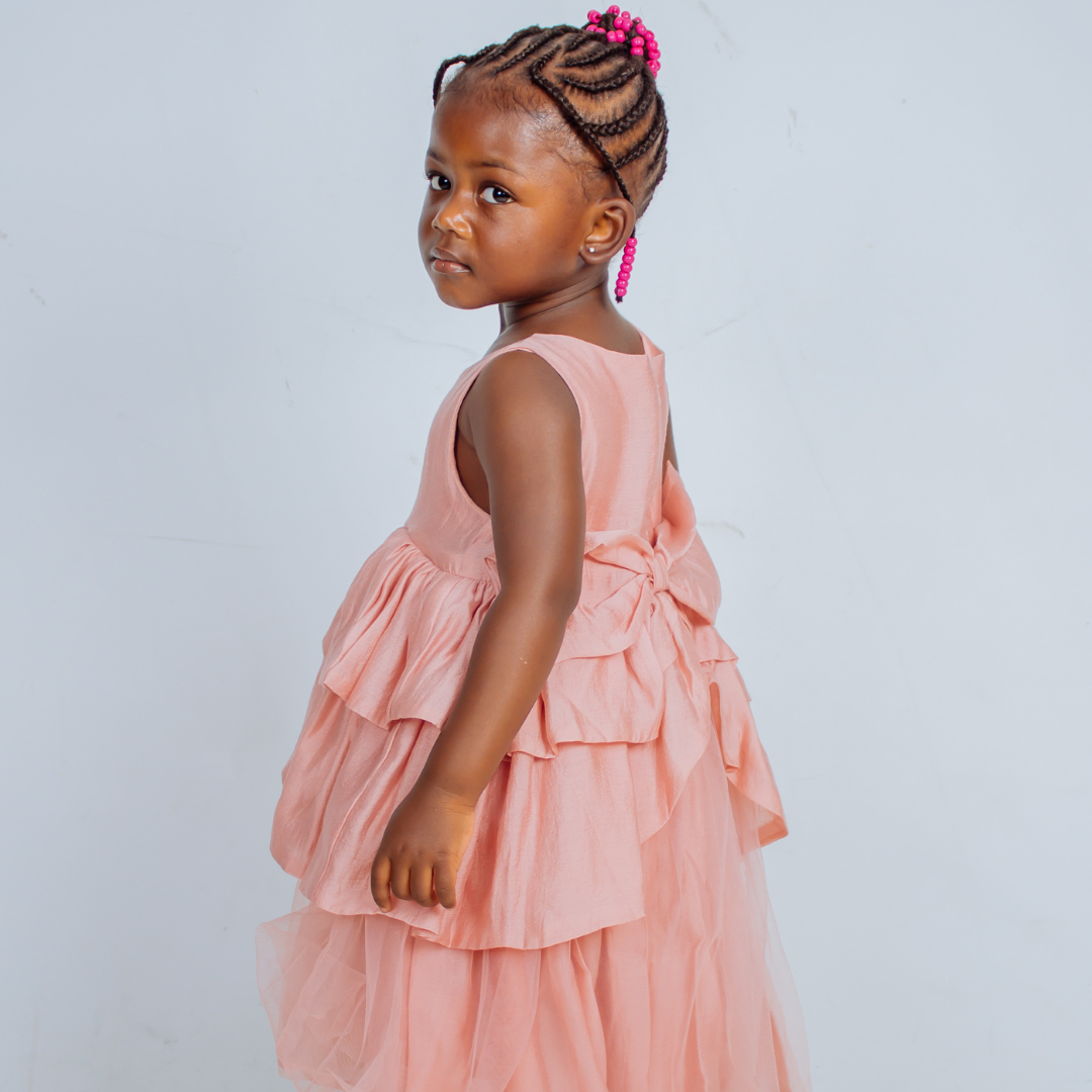 Girls’ Tiered Ruff Princess Dress Set – Elegant Sleeveless Tulle Dress for Toddlers & Kids