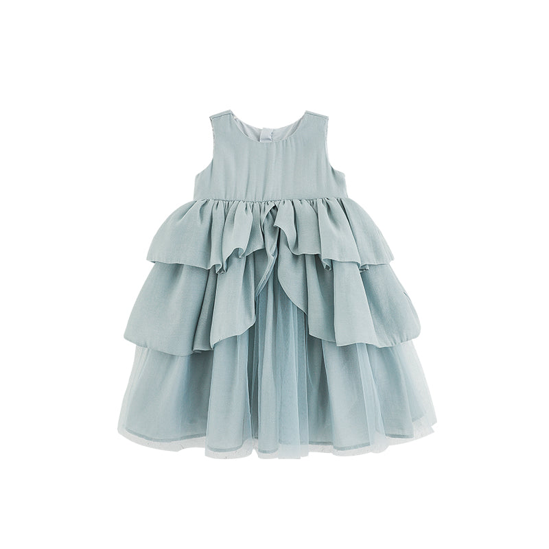 Blue Tiered Ruffle Party Dress