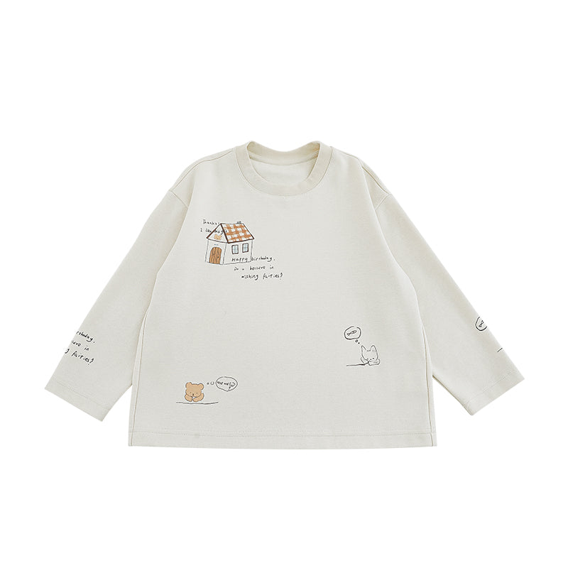 Long-sleeve Beige Graphic Sweatshirt for boys