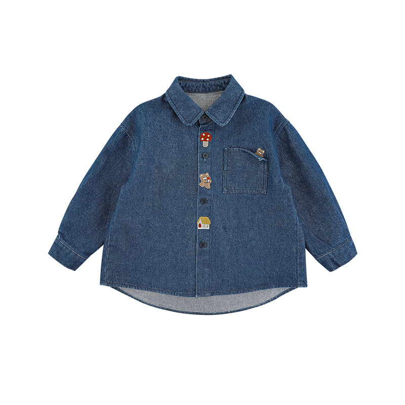 Girls' Denim Button-up Shirt (Long sleeve)