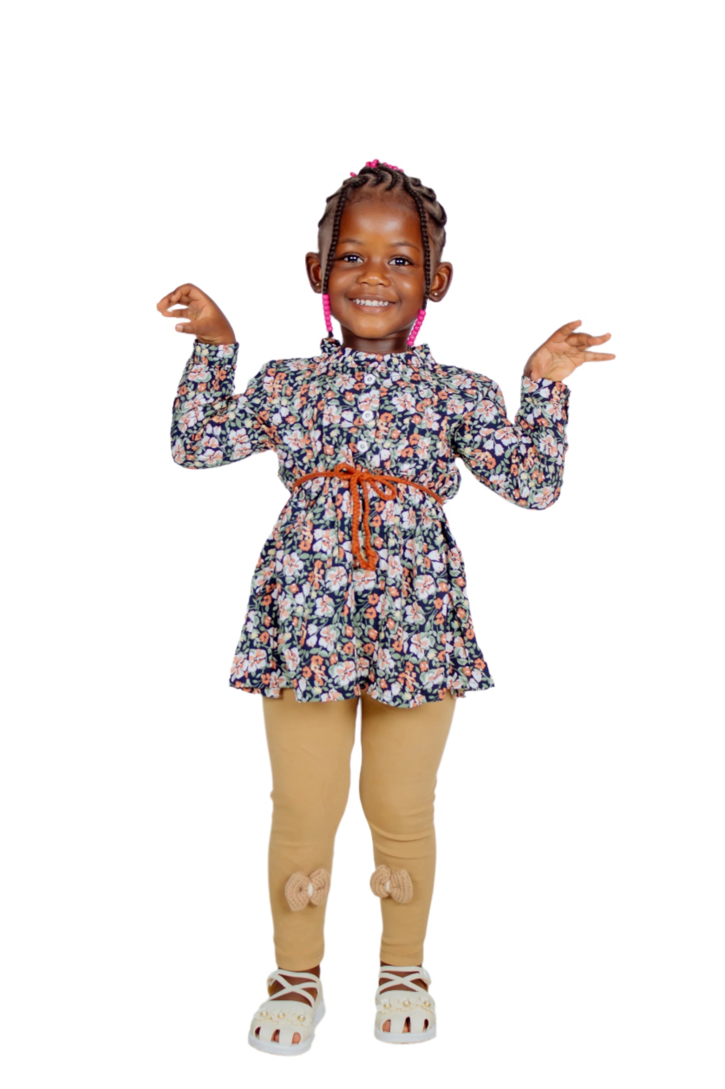 Girls' Long-sleeve Floral Dress