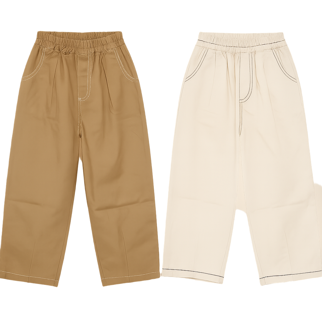 Brown & Cream Wide-Leg Trousers