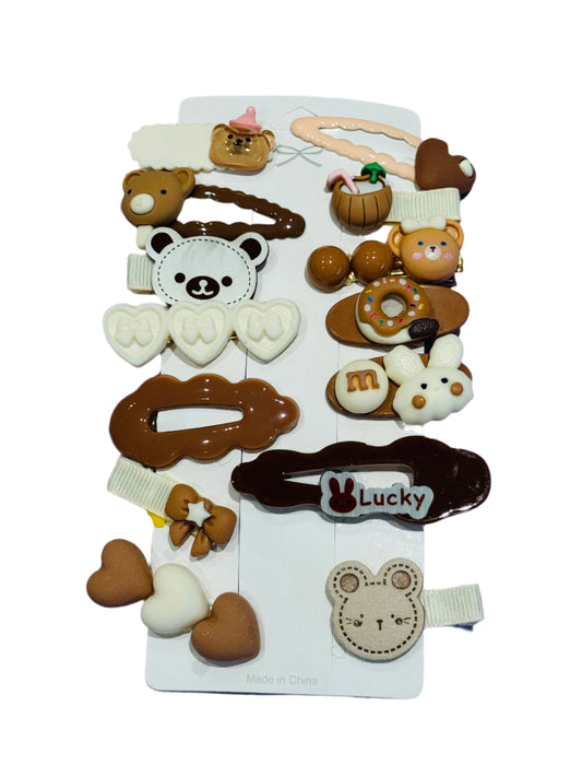 Choco Bear Hair Clip Set