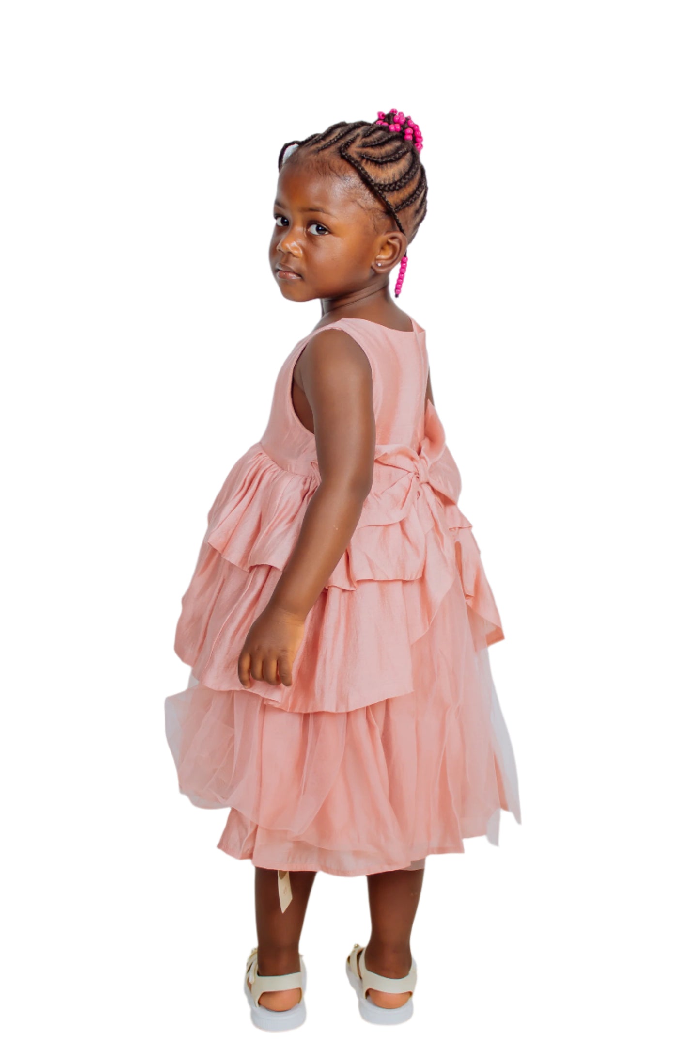 Pink Tiered Ruffle Party Dress