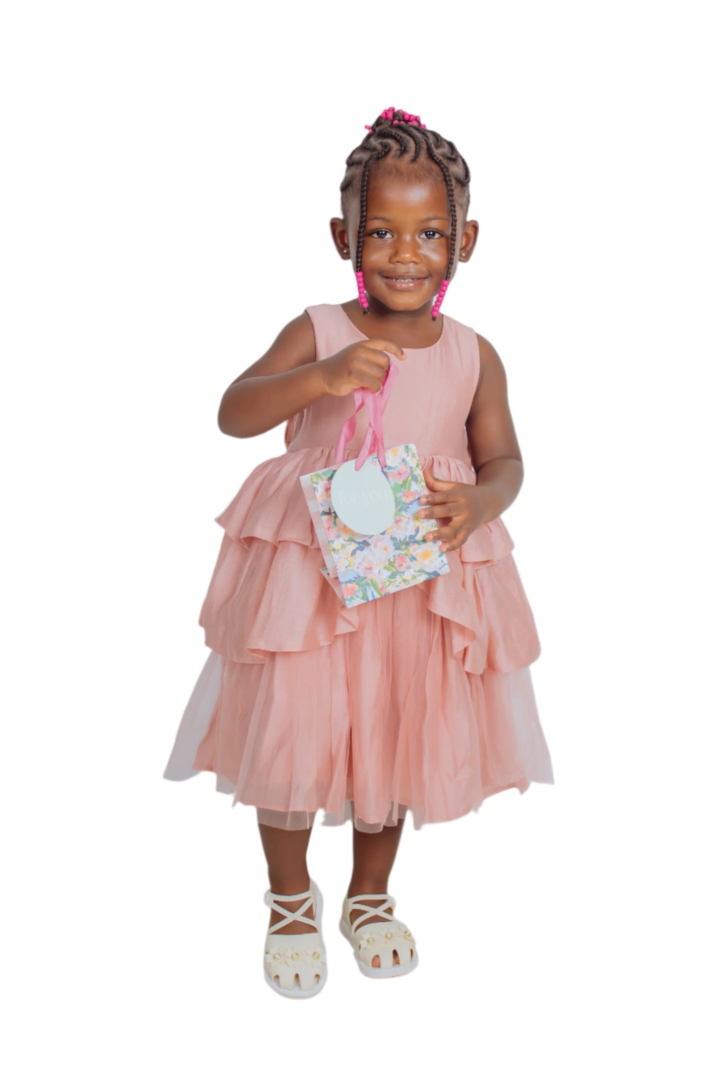 Pink Tiered Ruffle Party Dress